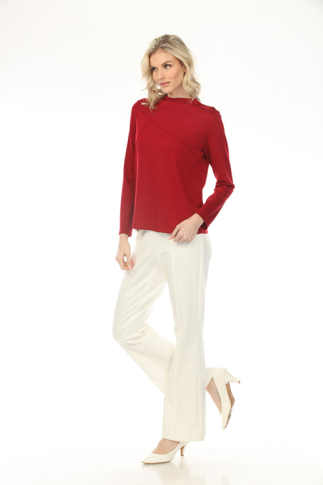 Joseph Ribkoff Deep Cherry Pintuck Mock Neck Top 254034