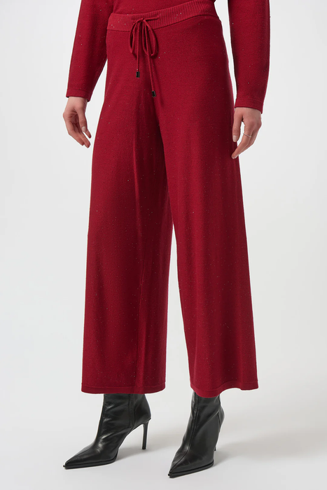 Joseph Ribkoff 244922 Deep Cherry Sequined Wide Leg Culotte Pants