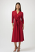 Joseph Ribkoff 254127 Deep Cherry V-Neckline Waist Tie 3/4 Sleeve Fit and Flare Dress