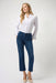 Woman wearing Joseph Ribkoff Classic Cropped Straight Jeans in Featherweave™ stretch denim with a fitted top and heels for a polished casual-chic look.