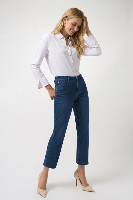 Joseph Ribkoff Denim Medium Blue Classic Cropped Jeans 252926F25