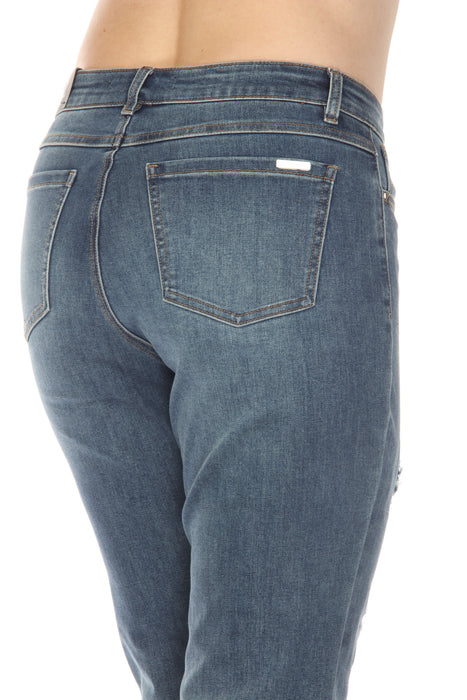 Joseph Ribkoff Denim Medium Blue Ripped Straight Cuffed Jeans 233911