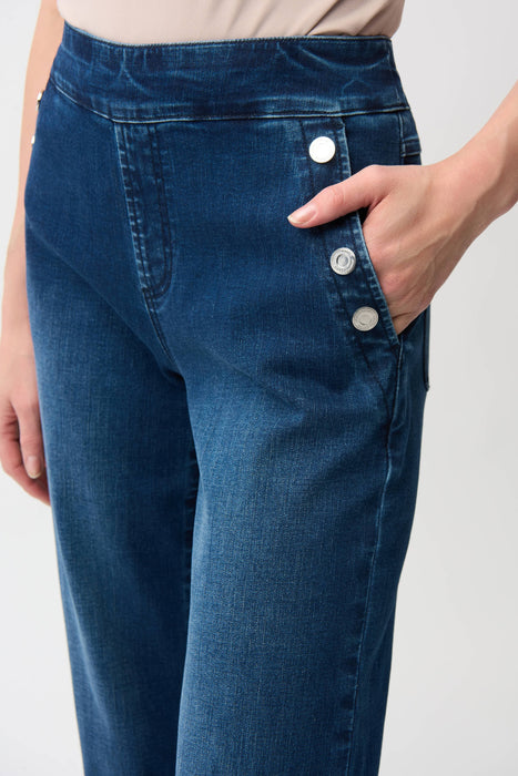 Joseph Ribkoff Denim Medium Blue Pull On Wide Leg Jeans 261961