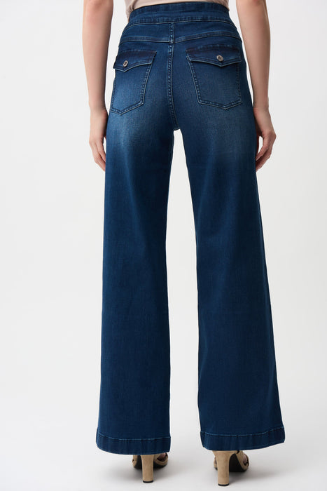 Joseph Ribkoff Denim Medium Blue Pull On Wide Leg Jeans 261961