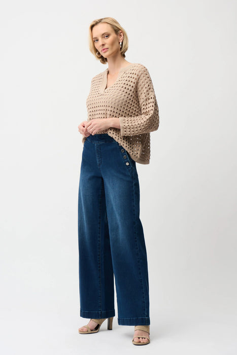 Joseph Ribkoff Denim Medium Blue Pull On Wide Leg Jeans 261961