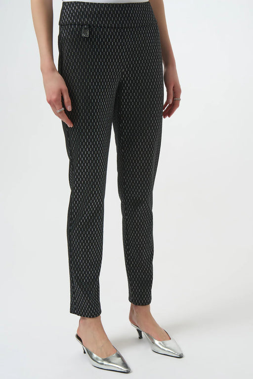 Joseph Ribkoff 254143 Black/Silver Dot Print Pull On Slim Fit Pants