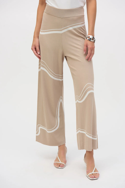 Joseph Ribkoff Style 252931 Dune/Ecru Wavy Stripes High Waist Wide Leg Pants