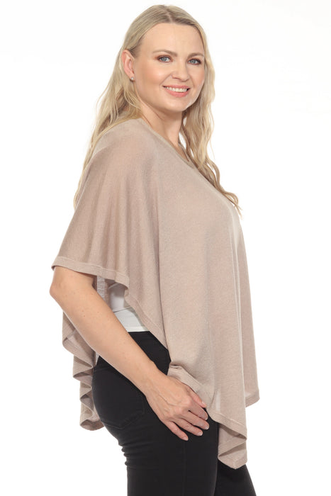 Joseph Ribkoff Dune/Gold Metallic Sweater Knit Poncho Top 251924