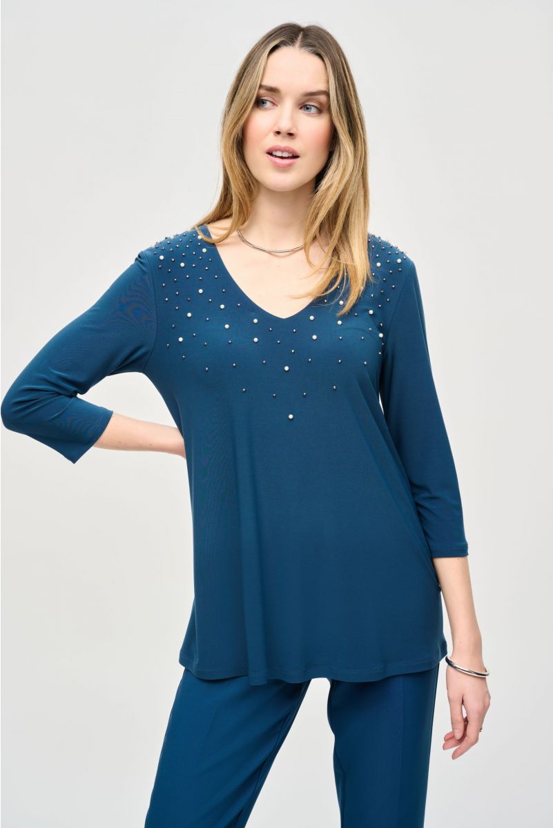 Joseph Ribkoff Embellished Top | Statement Textured Blouse