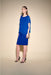 Joseph Ribkoff Style 233757 Royal Sapphire Blue Embellished Chiffon Overlay Short Sleeve Sheath Dress