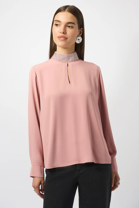 Joseph Ribkoff Embellished Mock Collar Long Sleeve Top 253216