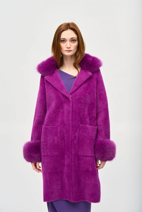 Joseph Ribkoff Style 243923 Empress Faux Fur Long Sleeve Coat
