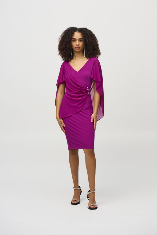 Joseph Ribkoff Empress Chiffon Overlay V-Neck Sheath Dress 244017 AfterRetail Joseph Ribkoff Empress Chiffon Overlay V-Neck Sheath Dress 244017 AfterRetail