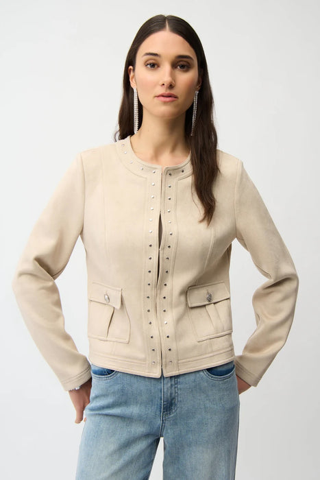 Joseph Ribkoff 261909 Parchment Faux Suede Long Sleeves Jacket