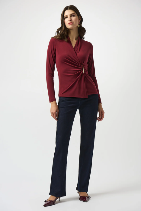 Joseph Ribkoff Faux Wrap Long Sleeve Fitted Top 253020