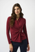 Joseph Ribkoff 253020 Merlot Faux Wrap Long Sleeve Fitted Top