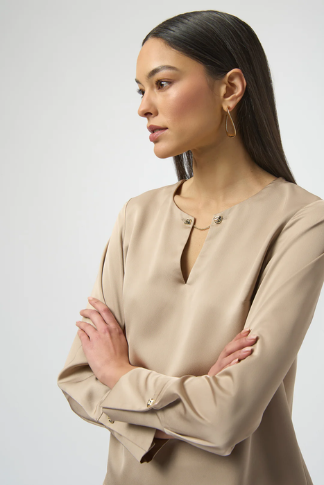Joseph Ribkoff Fawn Keyhole Neckline Long Sleeves Top 254135