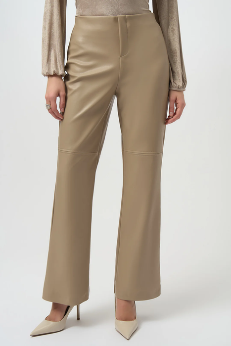 Joseph Ribkoff 254044 Fawn Leatherette Pull On Wide Leg Pants