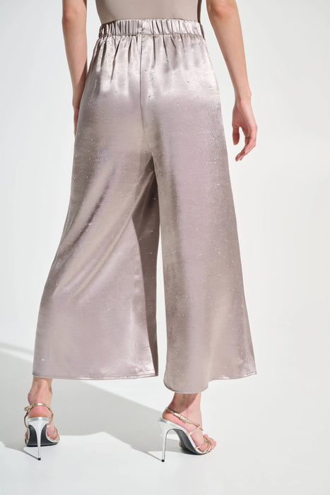 Joseph Ribkoff Feather Grey Embellished Satin Wide Leg Pant 262723