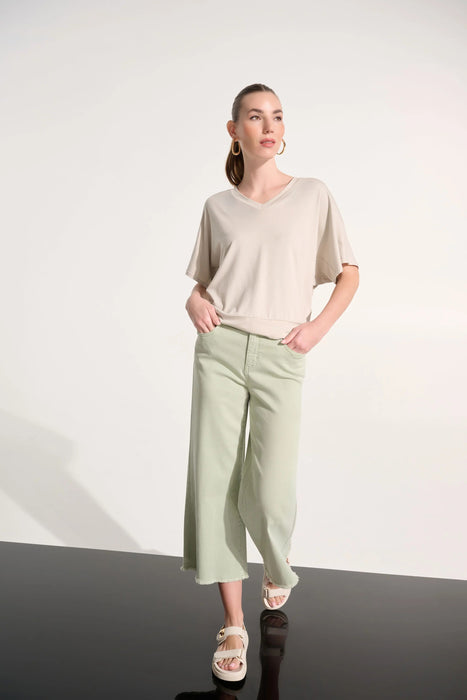 Joseph Ribkoff Wide Leg Frayed Cropped Jeans 262918