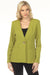 Woman wearing a green blazer with v-neck and long sleeves from Joseph Ribkoff