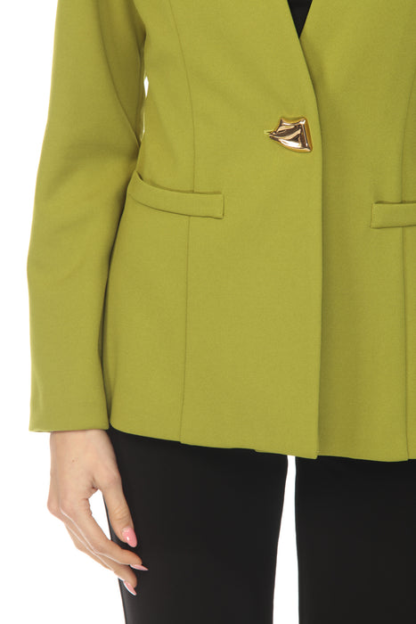 Joseph Ribkoff Fern Green Collarless Long Sleeve Blazer 253746