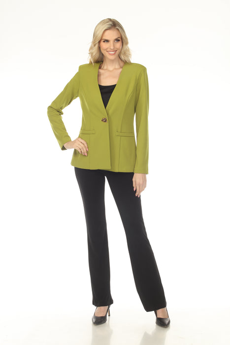 Joseph Ribkoff Fern Green Collarless Long Sleeve Blazer 253746