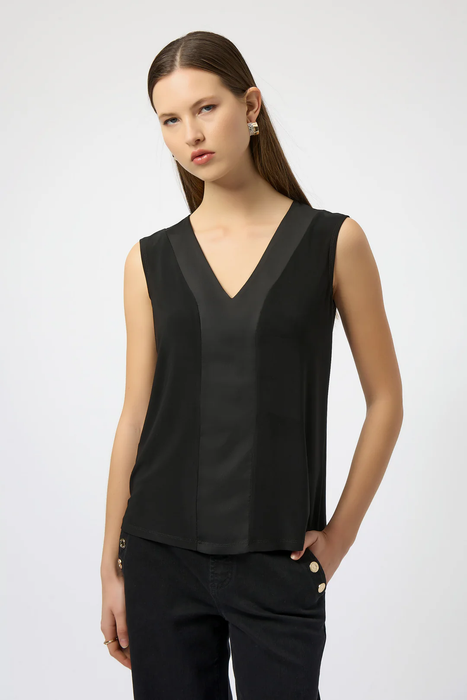 Joseph Ribkoff 254211 Black Fitted V-Neck Sleeveless Top