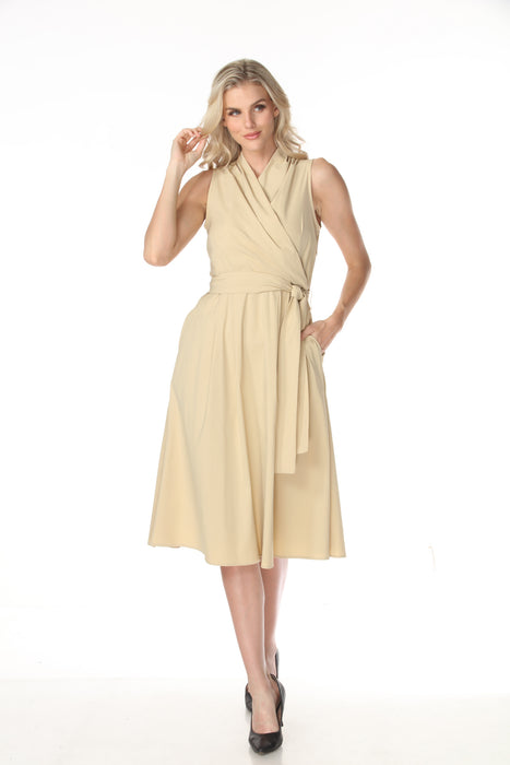 Joseph Ribkoff Flax Midi Wrap Dress With Pockets 262244
