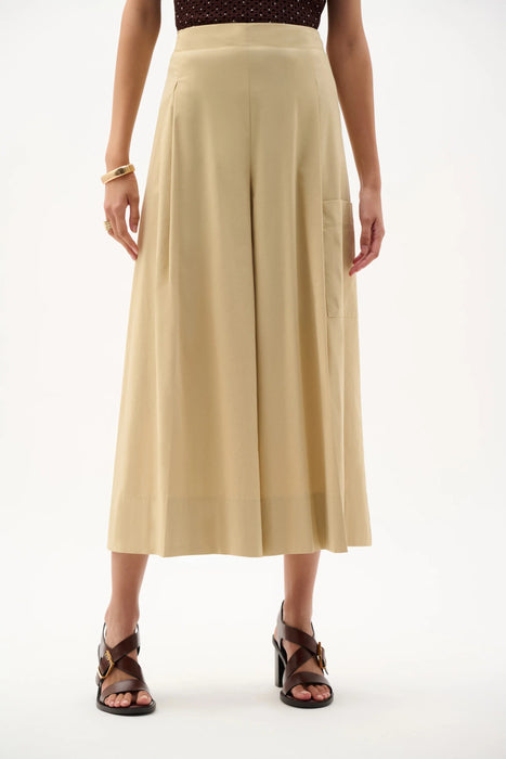 Woman wearing Joseph Ribkoff pull-on culotte pants for chic office casual outfit