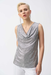 Joseph Ribkoff 251081 Grey/Silver Foiled Knit Cowl Neck Sleeveless Top