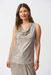 Joseph Ribkoff 251081 Beige/Gold Foiled Knit Cowl Neck Sleeveless Top