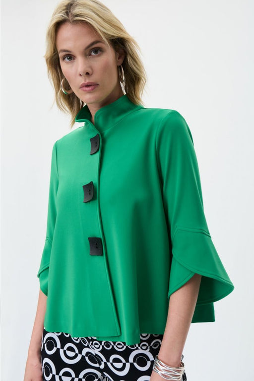 Joseph Ribkoff Style 193198 Foliage Green Collared 3/4 Sleeve Jacket