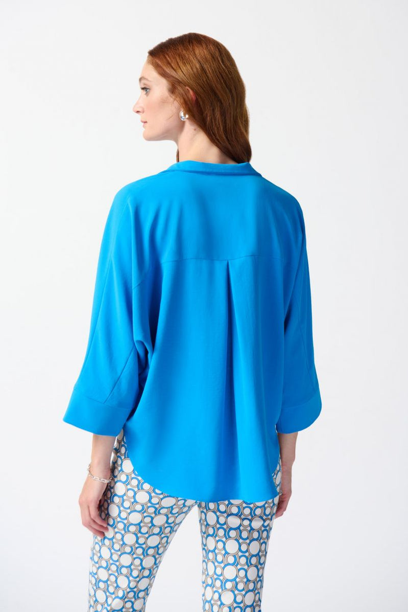 Joseph Ribkoff Black Buttoned Collar Boxy Top Style 242057