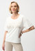 Joseph Ribkoff 261967 Beige/Vanilla Front Print Rhinestoned T-Shirt Top