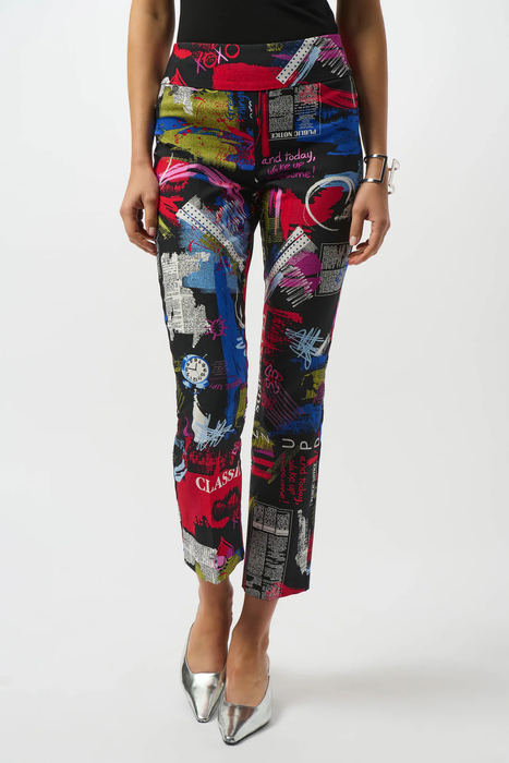 Joseph Ribkoff 253268 Multi Geometric Print Pull-On Straight Leg Pants