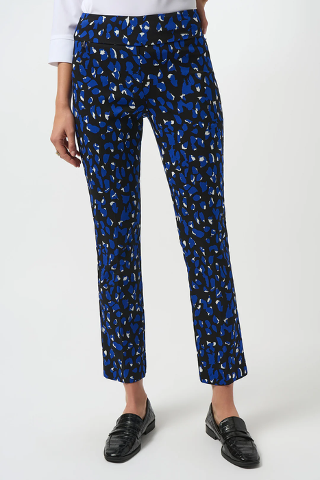 Joseph Ribkoff 253268 Black/Royal Geometric Print Pull-On Straight Leg Pants