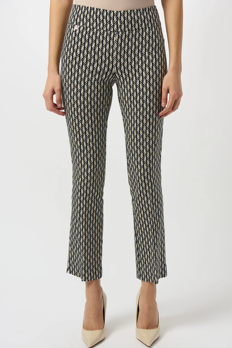 Joseph Ribkoff 253268 Black/Moonstone Geometric Print Pull-On Straight Leg Pants