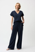 Joseph Ribkoff 261055 Midnight Blue Geometric Textured V-Neck Short Sleeves Top