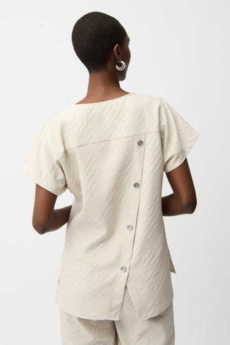 Joseph Ribkoff Textured V-Neck High Low Hem Top 261055