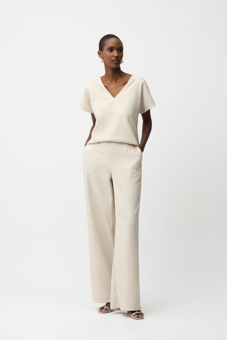 Joseph Ribkoff Textured V-Neck High Low Hem Top 261055
