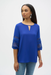 Joseph Ribkoff 252077 Royal Sapphire Georgette Keyhole Neckline 3/4 Puff Sleeves Top