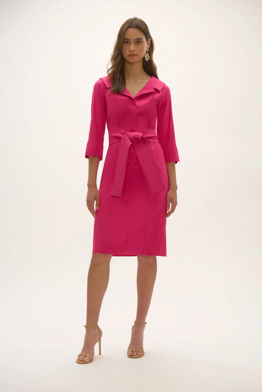 Joseph Ribkoff Style 252718 Geranium Belted Stretch Taffeta Shirt Dress