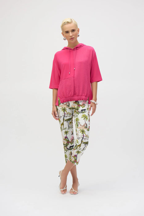 Joseph Ribkoff Hooded Short Sleeve Boxy Top 252116