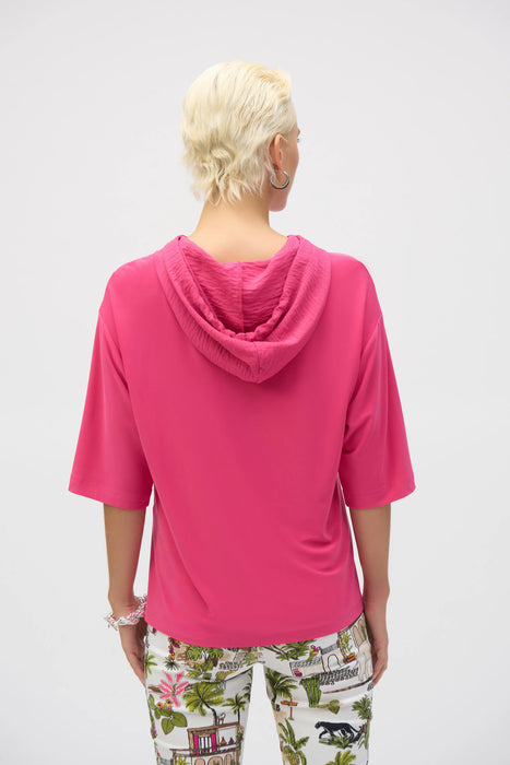 Joseph Ribkoff Hooded Short Sleeve Boxy Top 252116