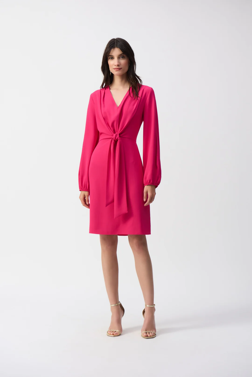 Joseph Ribkoff 251270 Geranium Long Puff Sleeves V-Neck Dress