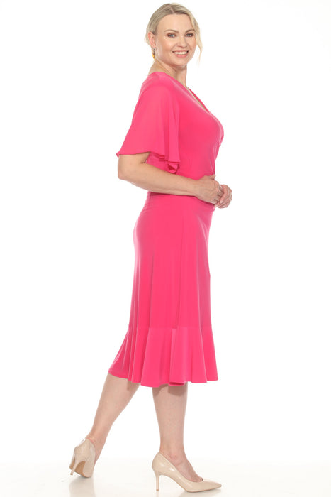 Joseph Ribkoff V-Neck Flutter Sleeve Faux Wrap Dress 251706