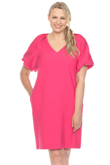 Joseph Ribkoff Geranium V-Neck Puff Sleeve Shift Dress 251045