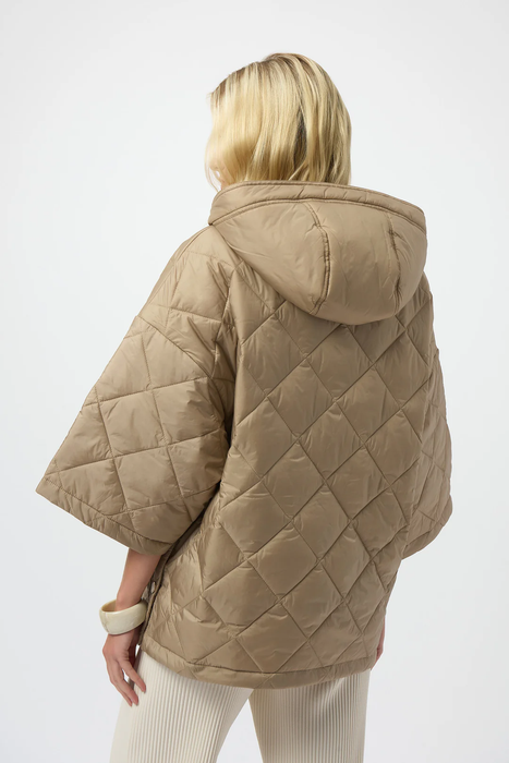 Joseph Ribkoff Gold Diamond Quilted Hooded Jacket 254914