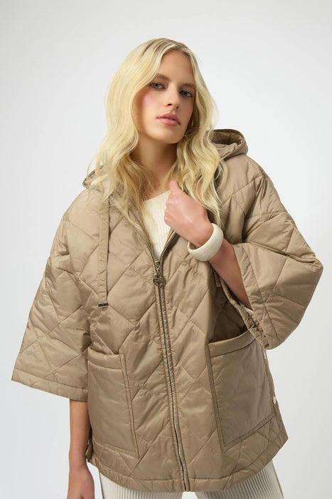 Joseph Ribkoff Gold Diamond Quilted Hooded Jacket 254914